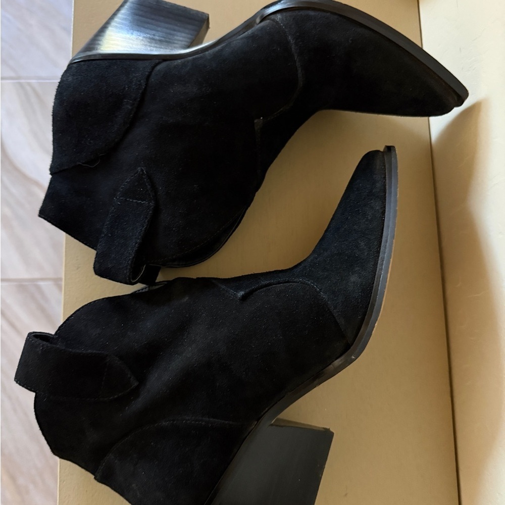 Jessica Simpson Western Bootie Black Zadie Pull On Suede Women’s 8.5 Cowgirl - Picture 7 of 11